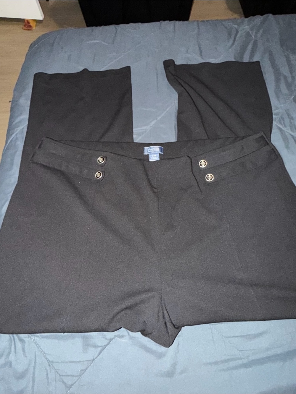 New York & Company Black Dress Trousers with Button Accents